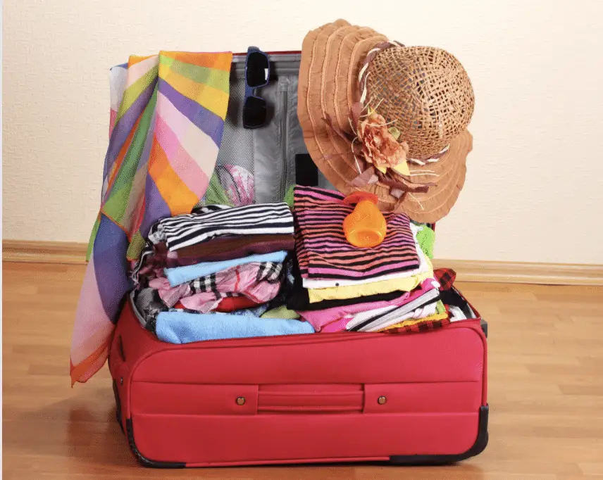 Vacation clothing in a suitcase