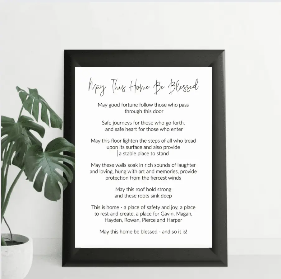 May this home be blessed poem in black frame
