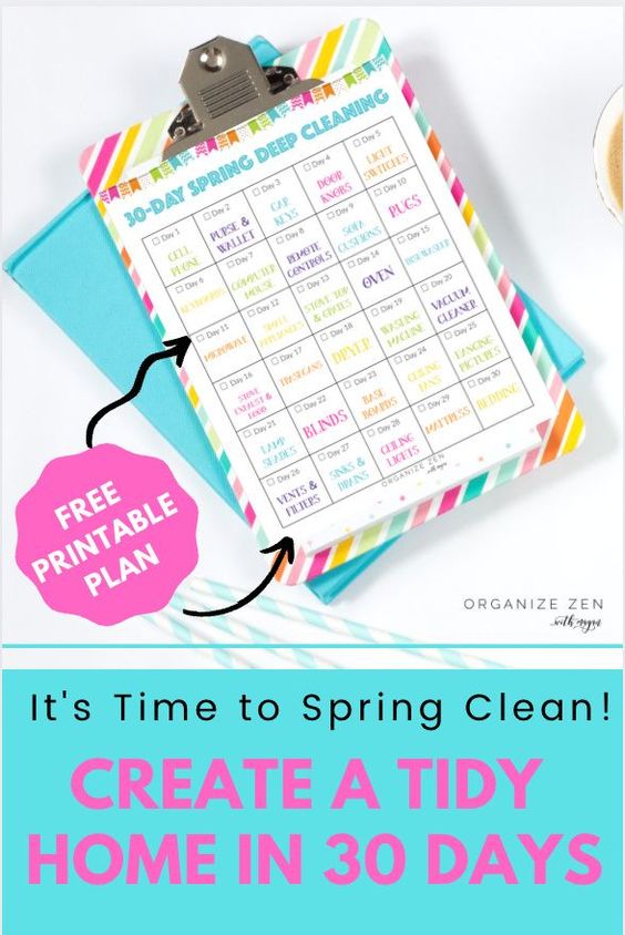 30 Day Cleaning Calendar