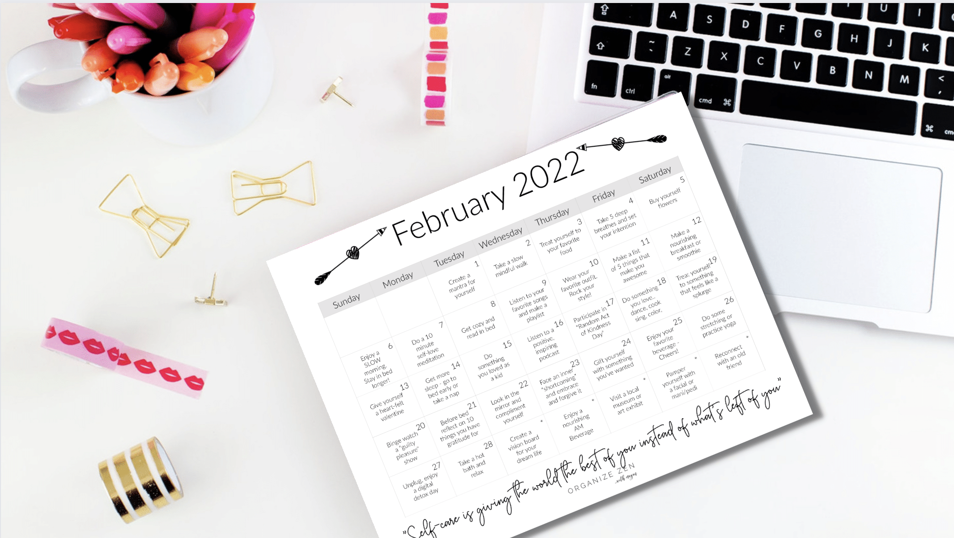 February Self-Care Challenge Printable