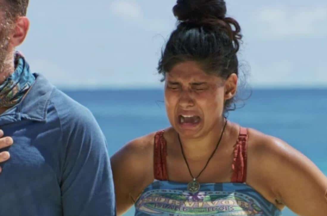woman crying on the show "Survivor"
