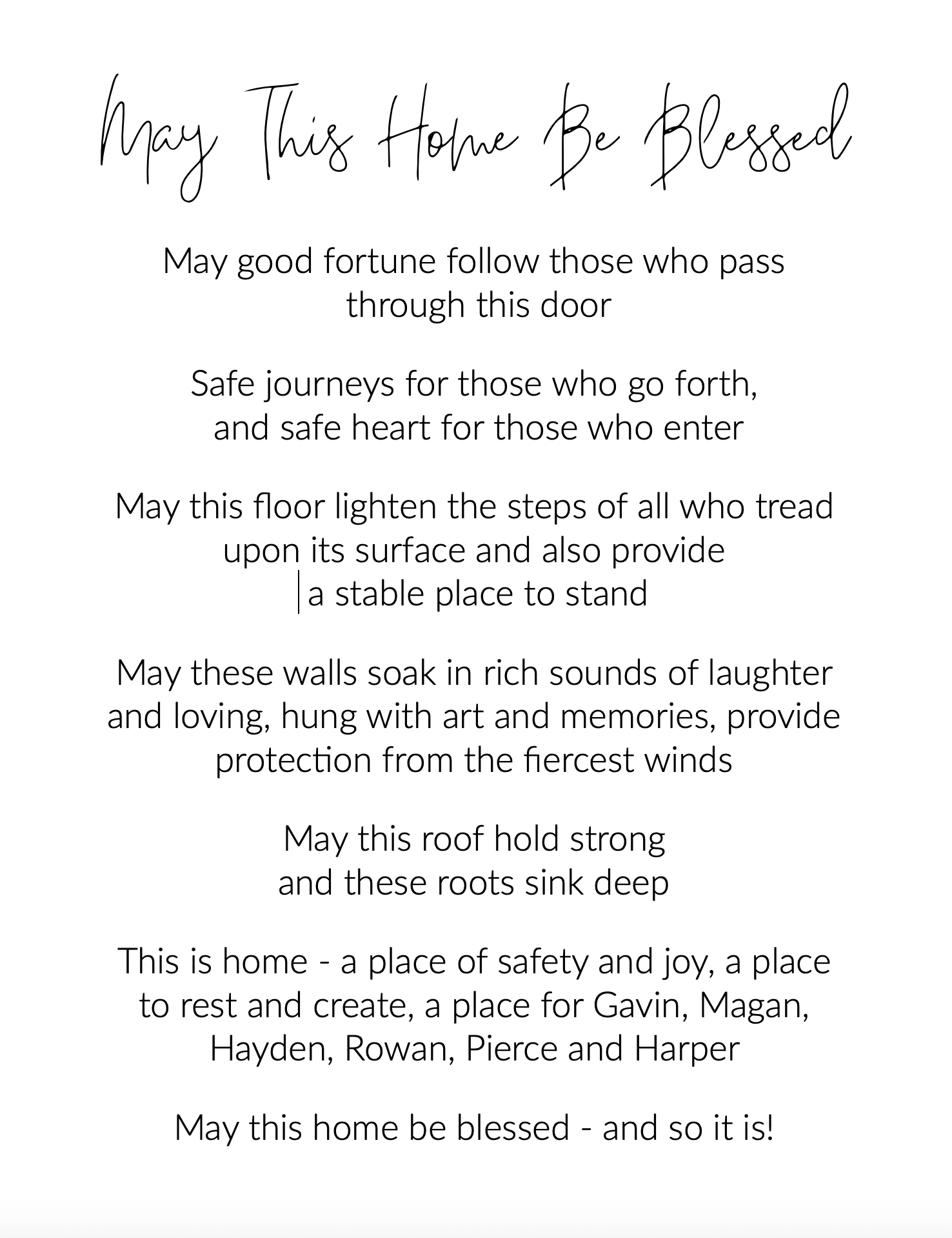 Home Blessing Printable
