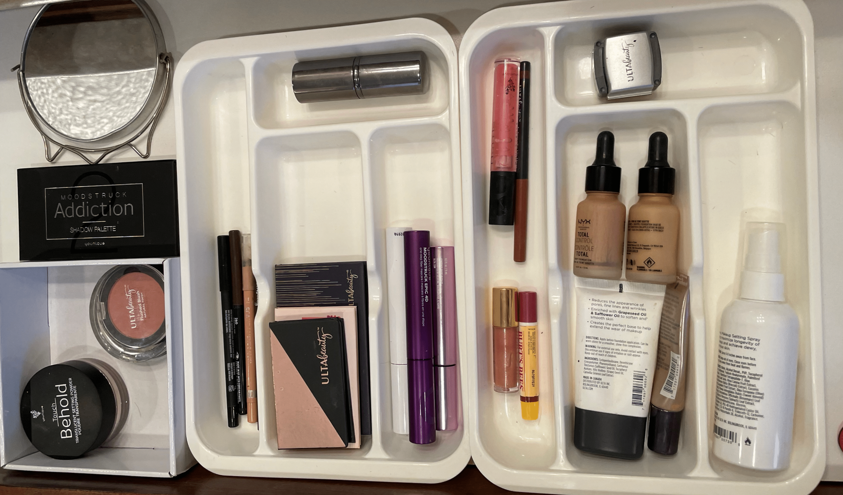 organized makeup drawer