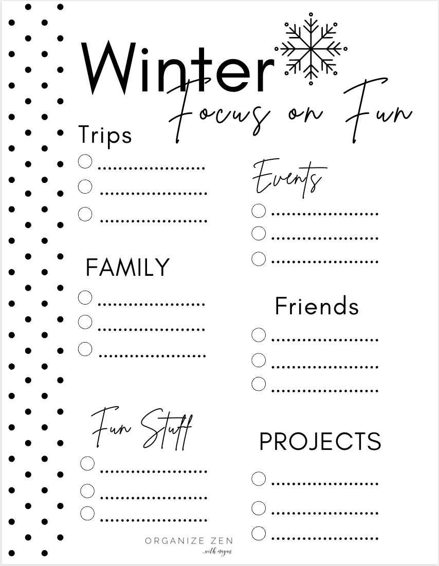 Winter fun Christmas Bucket List Printable