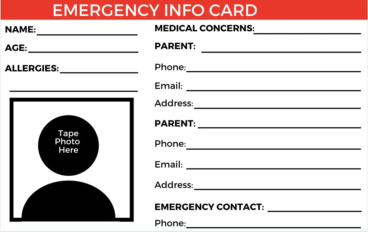 Emergency Info card