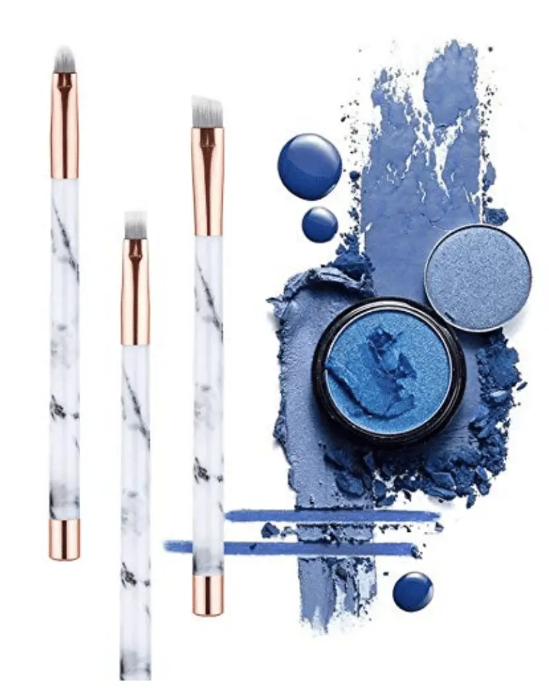 Makeup brushes with blue makeup