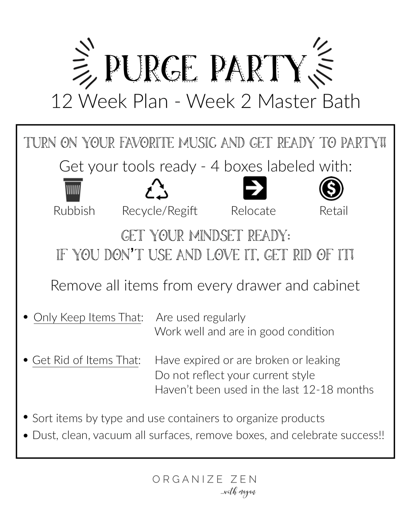 Purge Party in the Master Bathroom Printable Plan