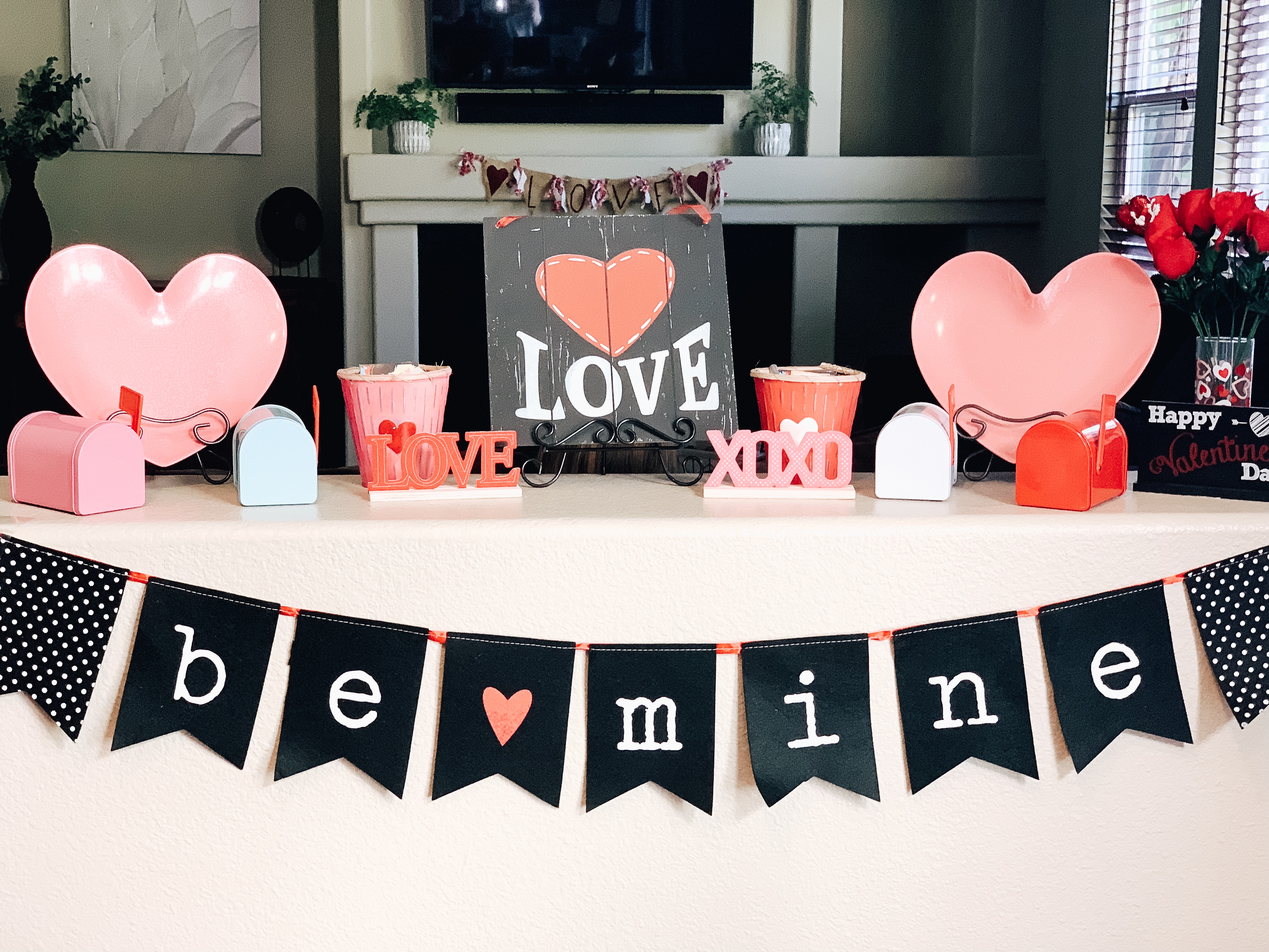 Valentines Day decor with love signs 