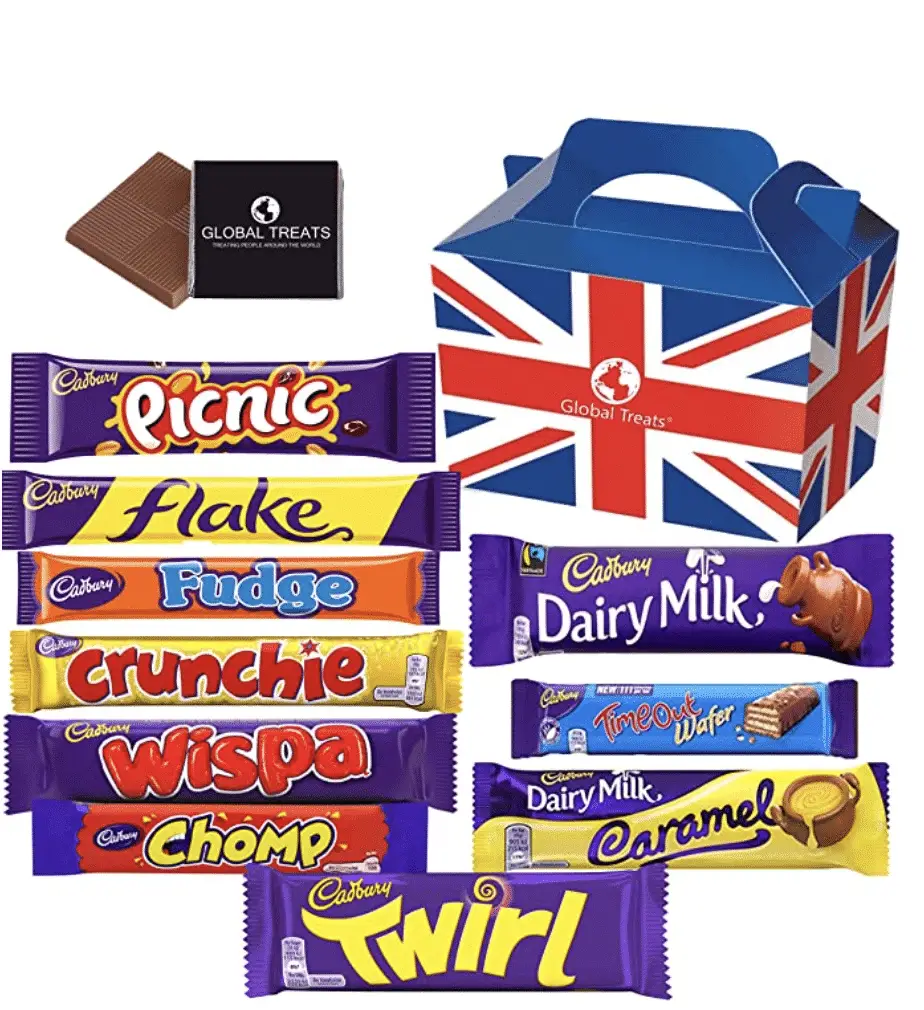 A variety pack of British Candy bars