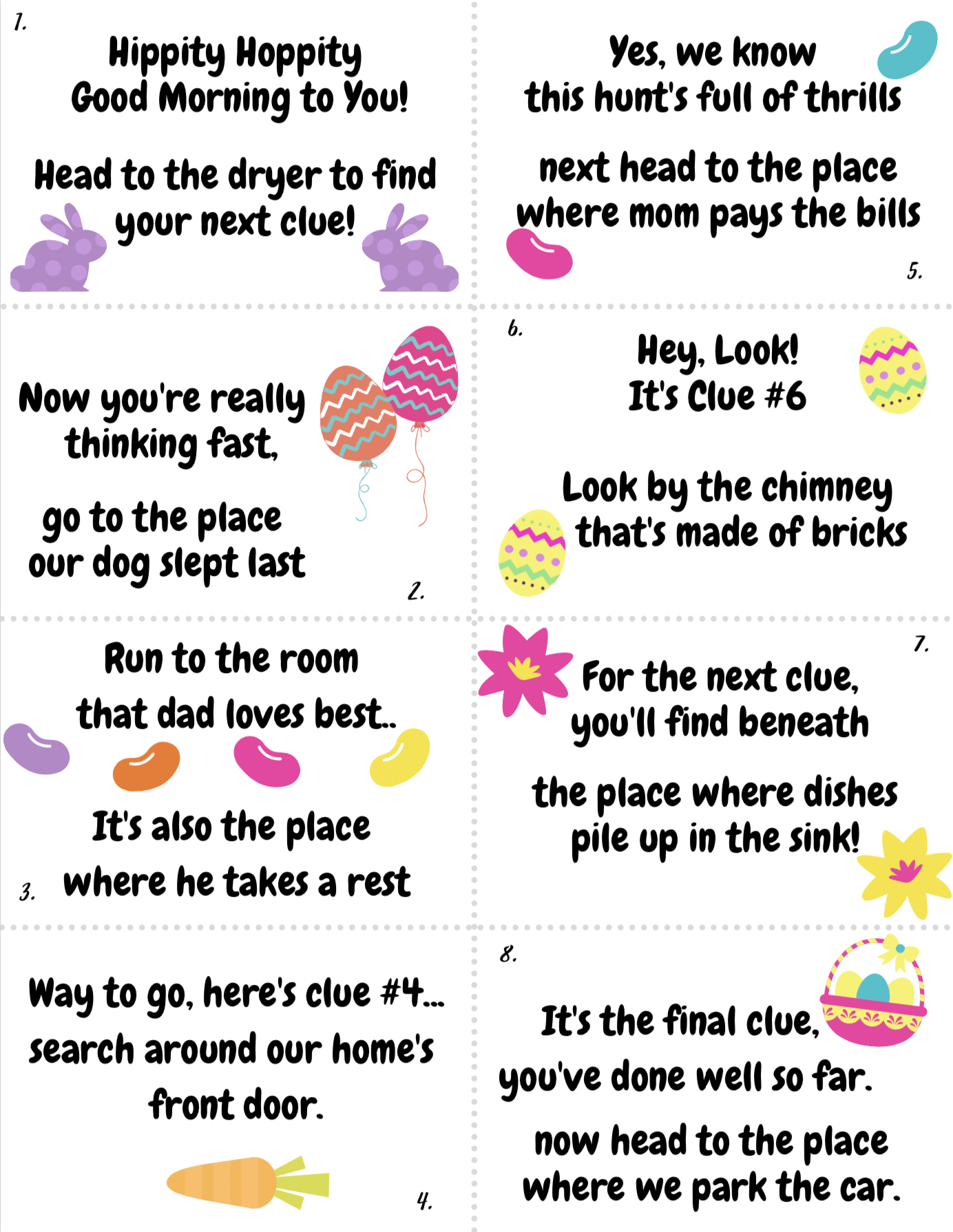 Printable Easter Egg Scavenger Hunt Clues