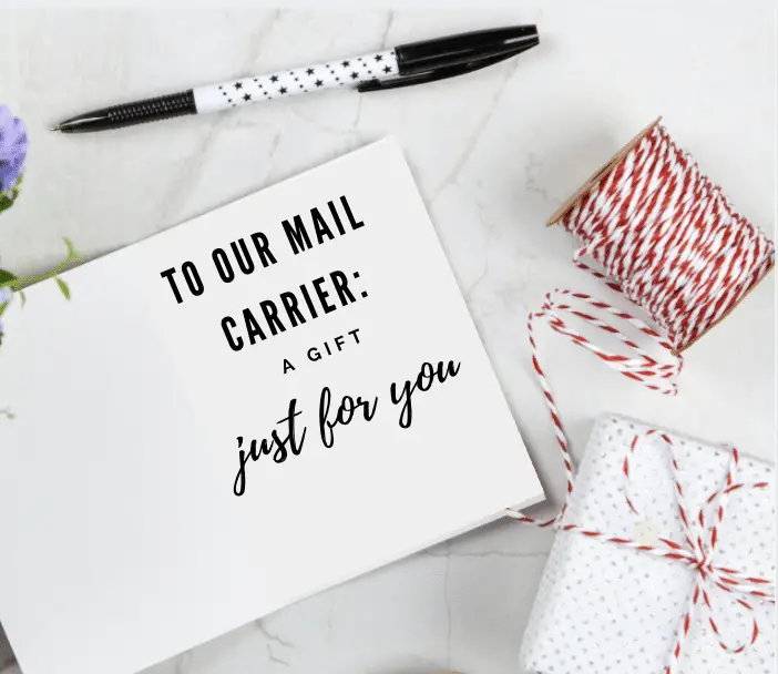 A mail carrier gift note
