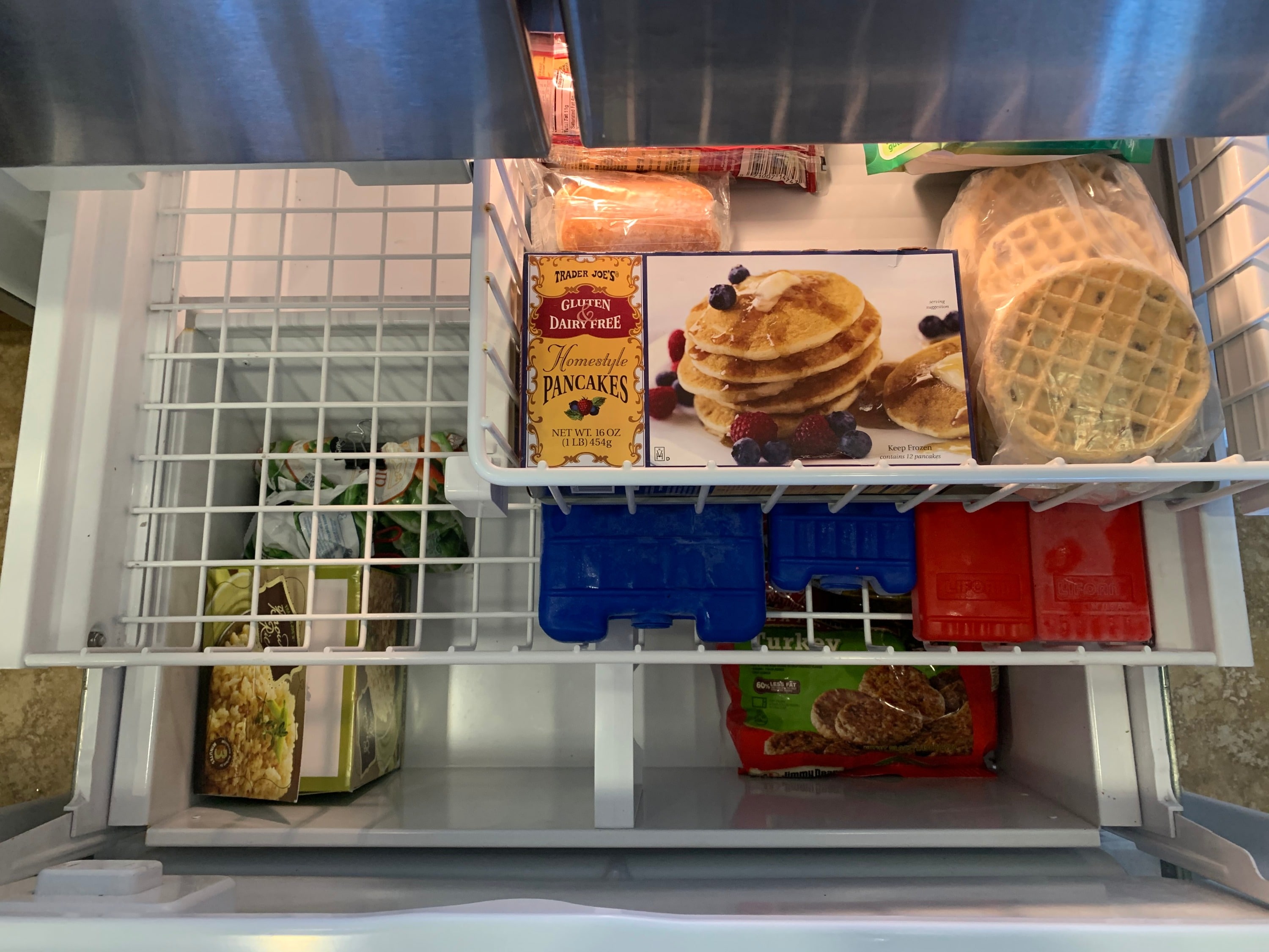 A tidy, organized freezer 