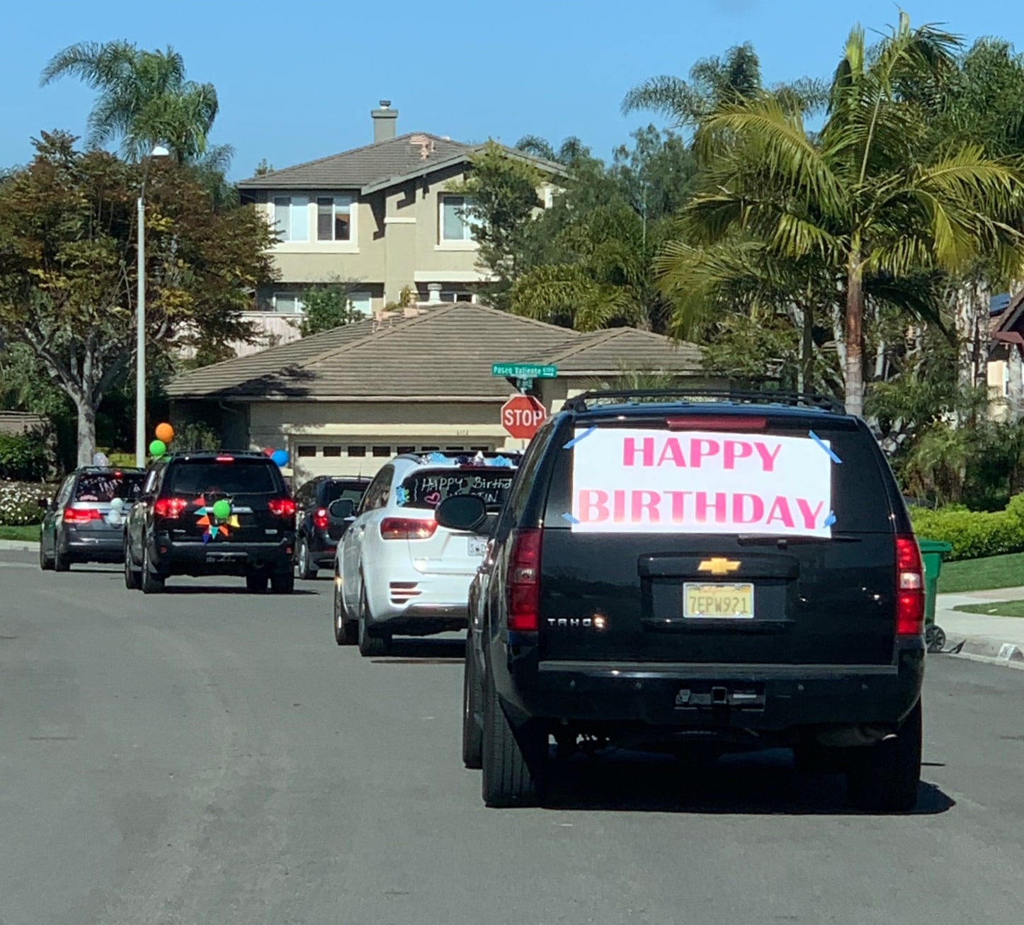 Birthday party caravan of cars