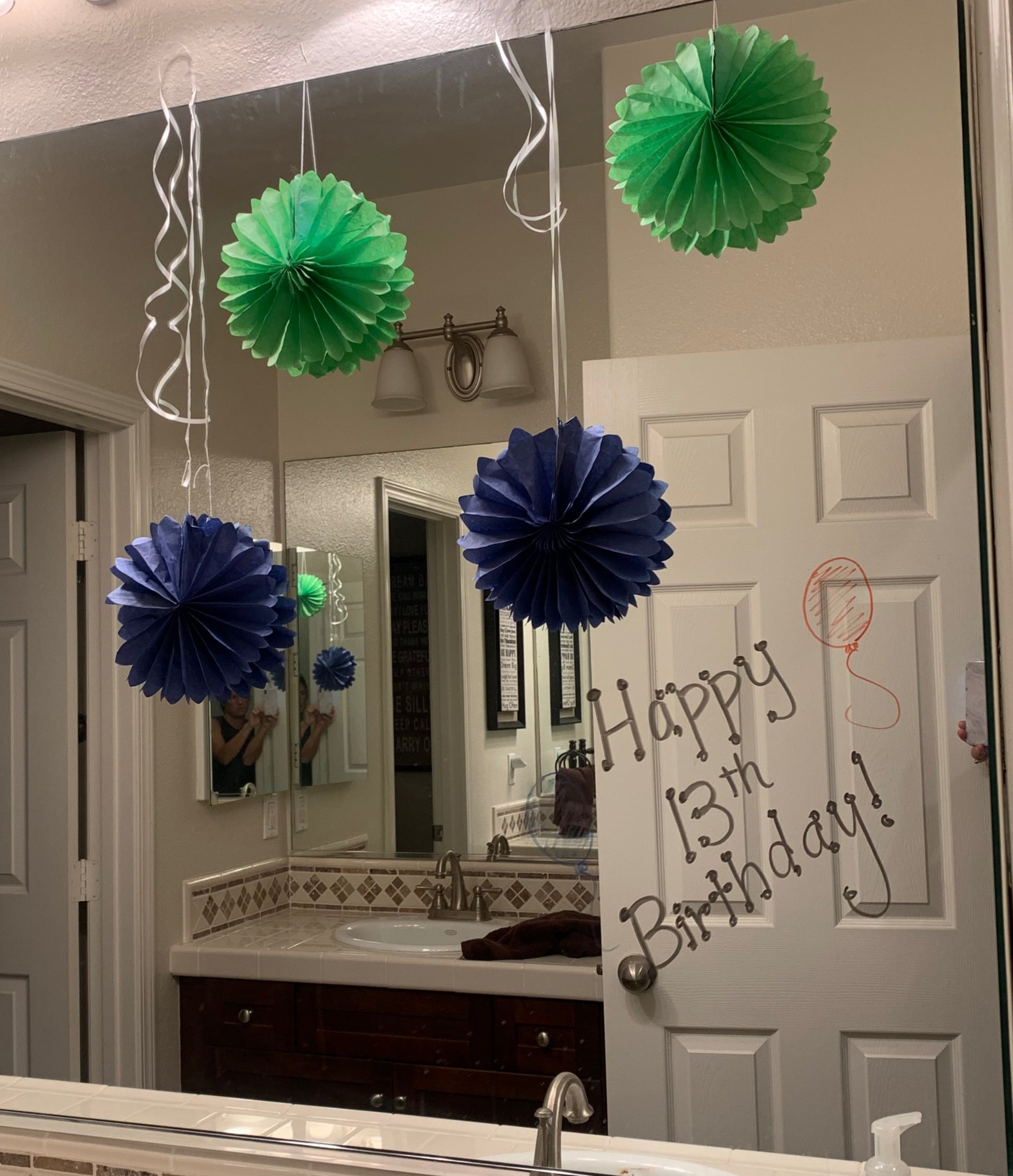 birthday decorated bathroom