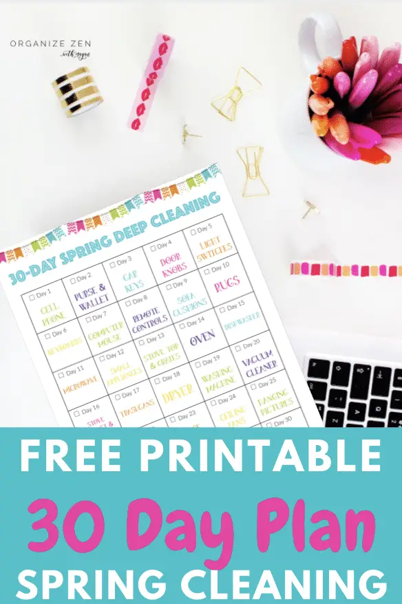 Free Printable 30 day spring cleaning plan