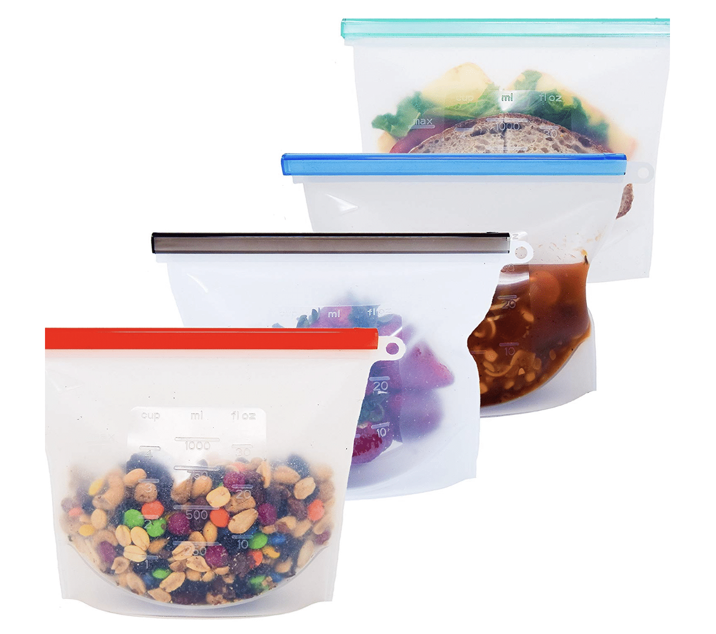 Snacks in reusable baggies