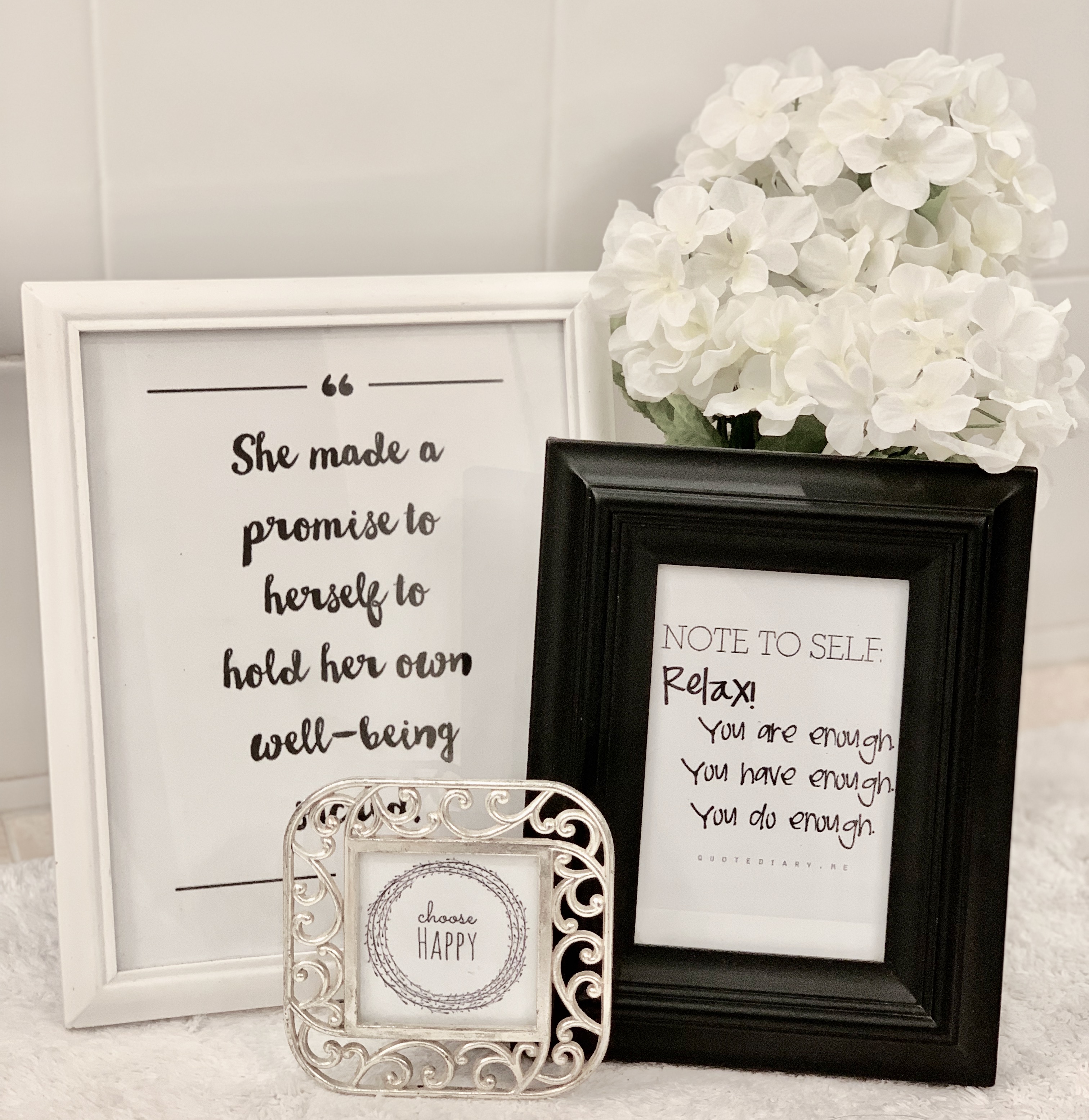 Inspirational quotes in frames
