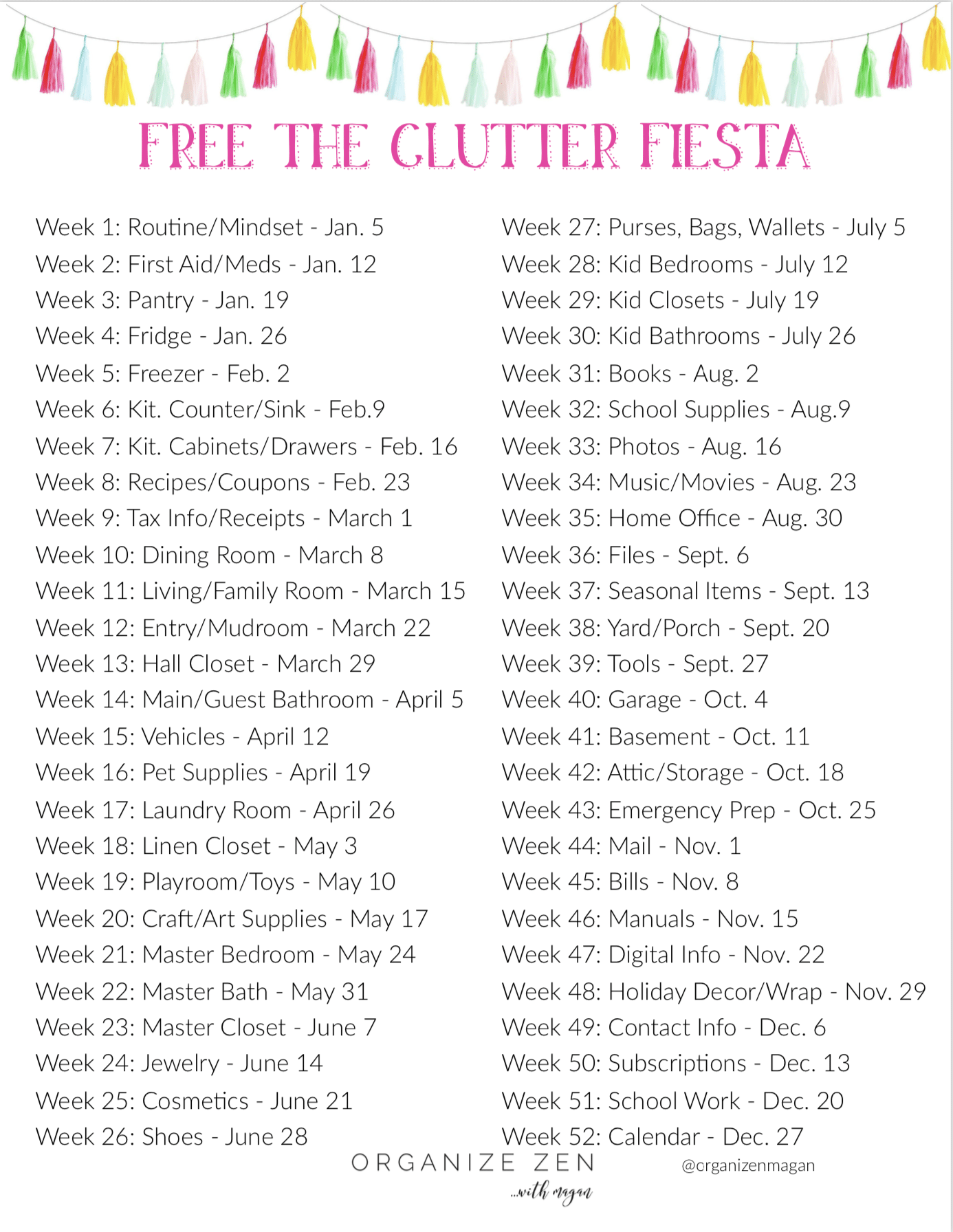 free the clutter fiesta printable plan