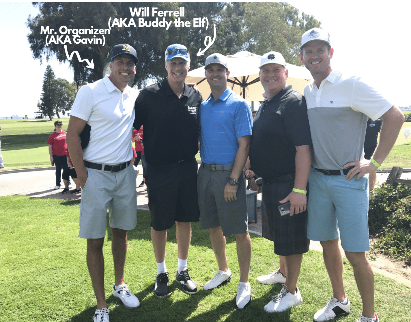 Group of men golfers with Will Ferrell