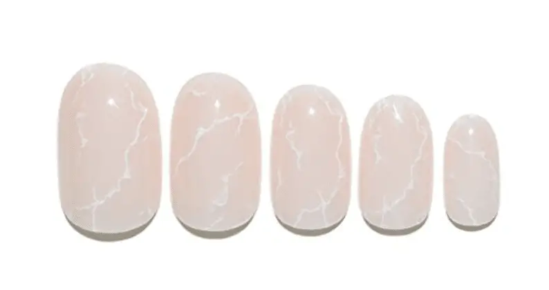 Marble swirled light pink press-on nails