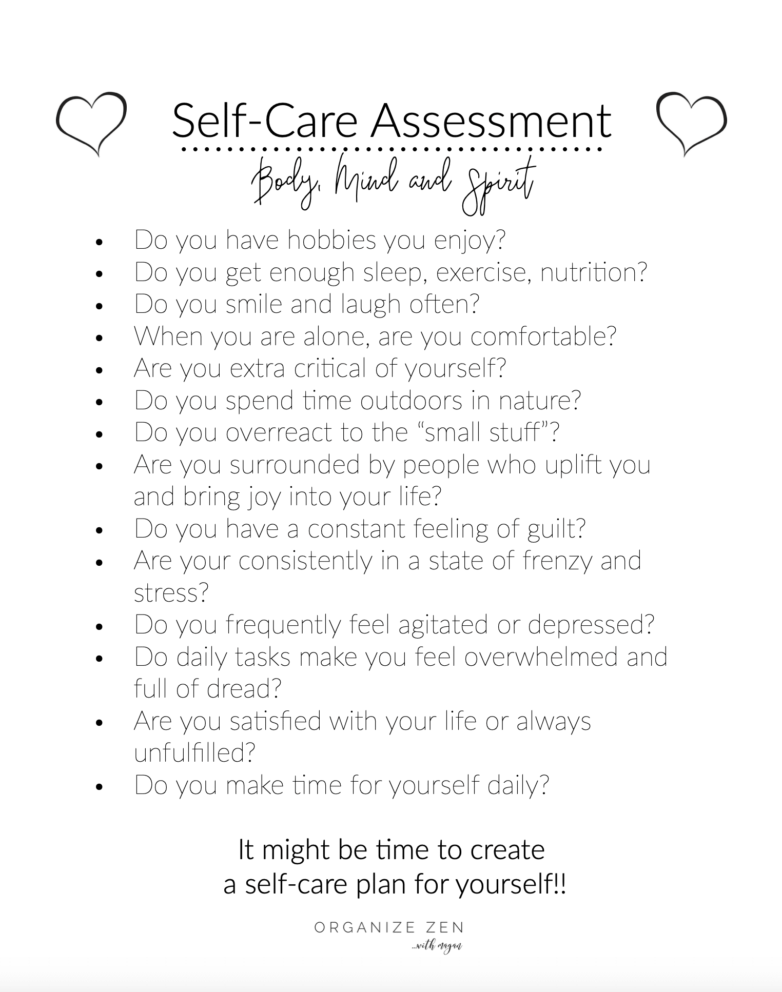 Self-care assessment checklist