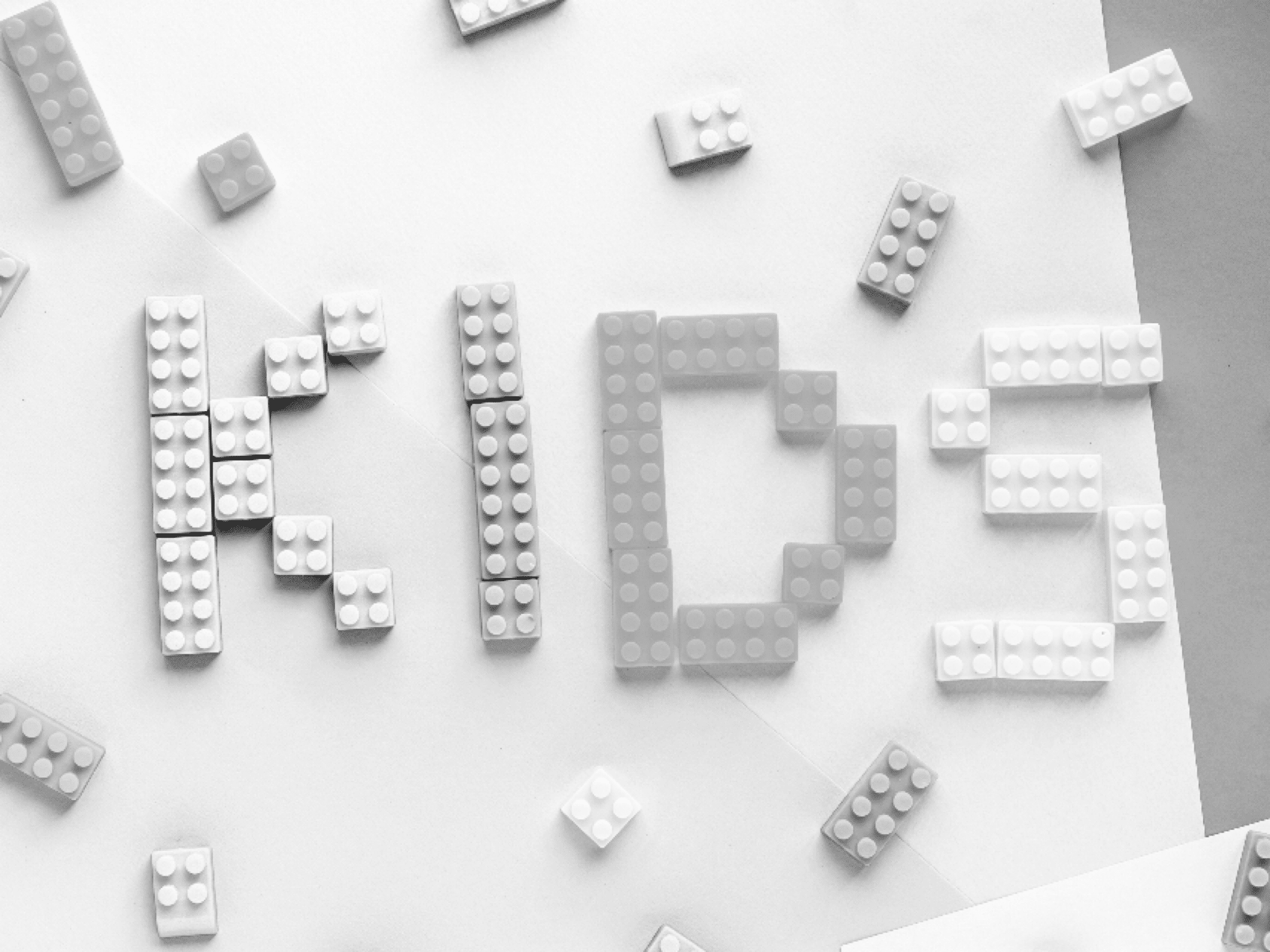KIDS spelled in lego blocks