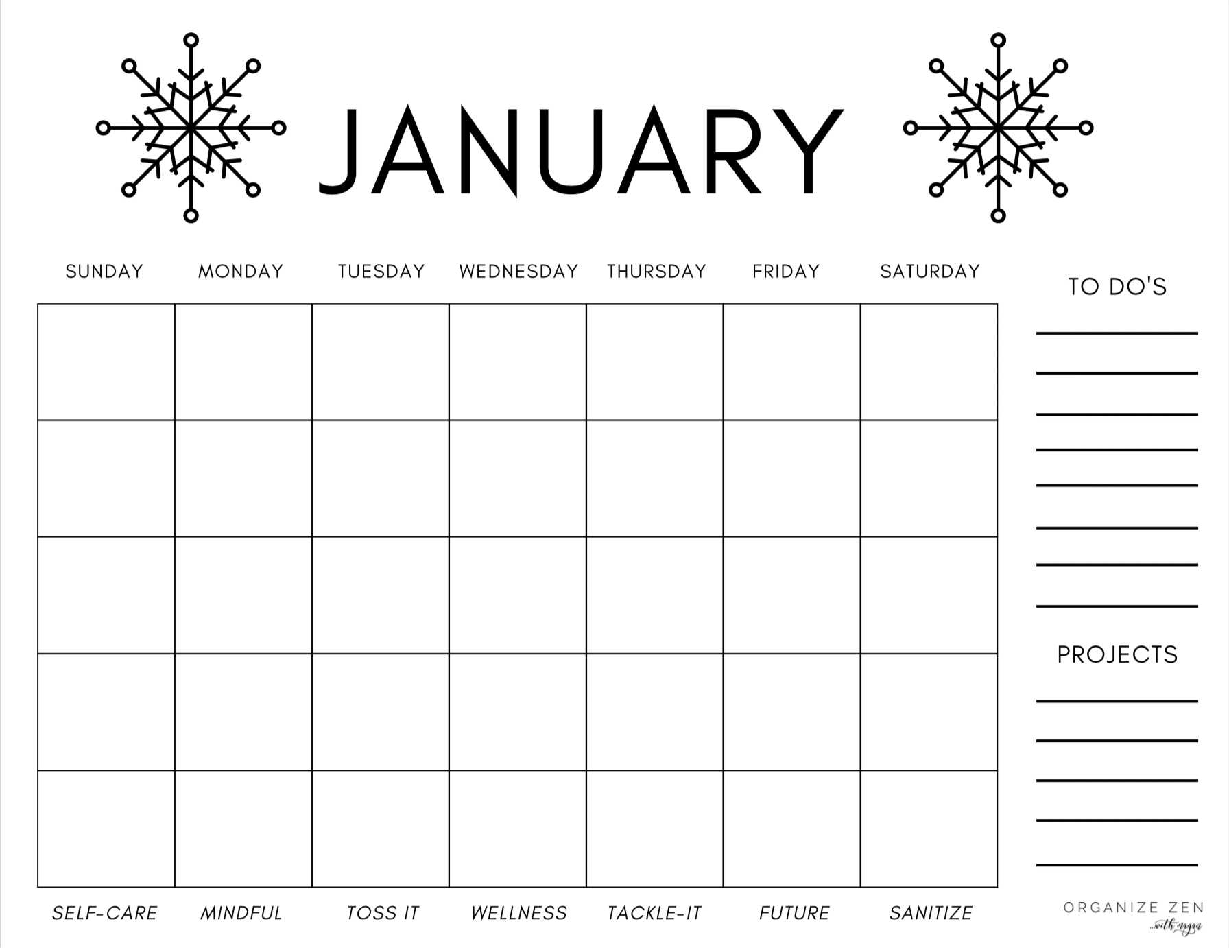 Blank January Calendar