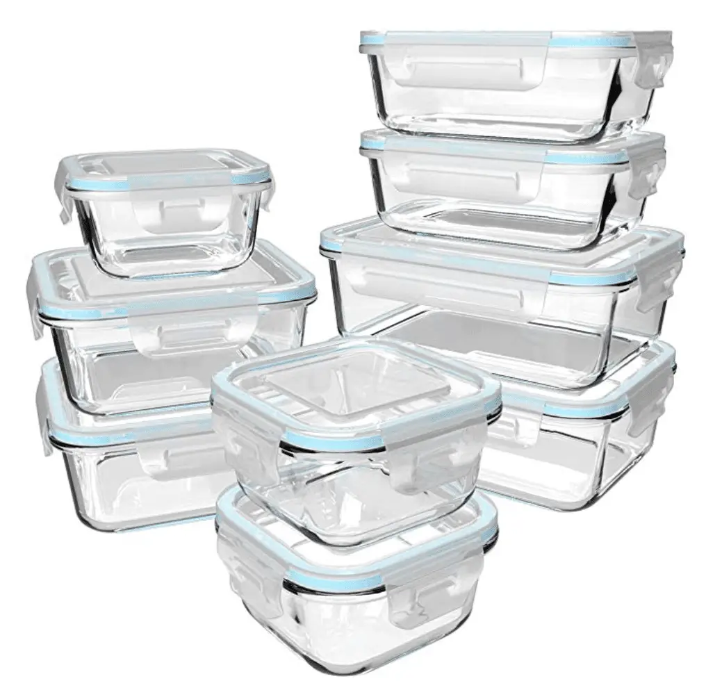 Glass storage containers with lids