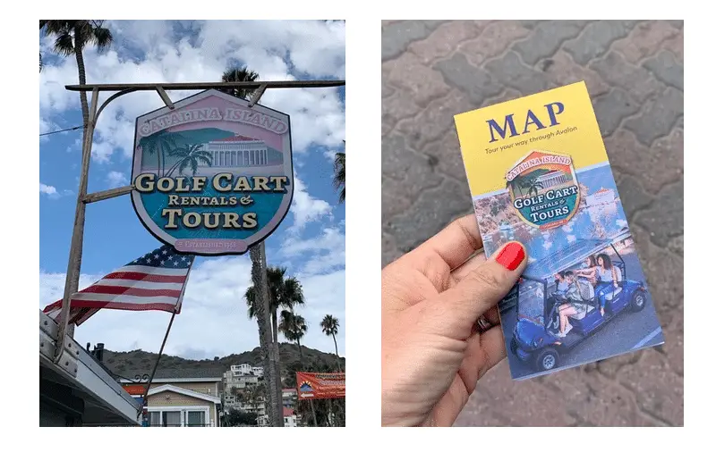 Catalina Island Golf Cart Tours Sign and map