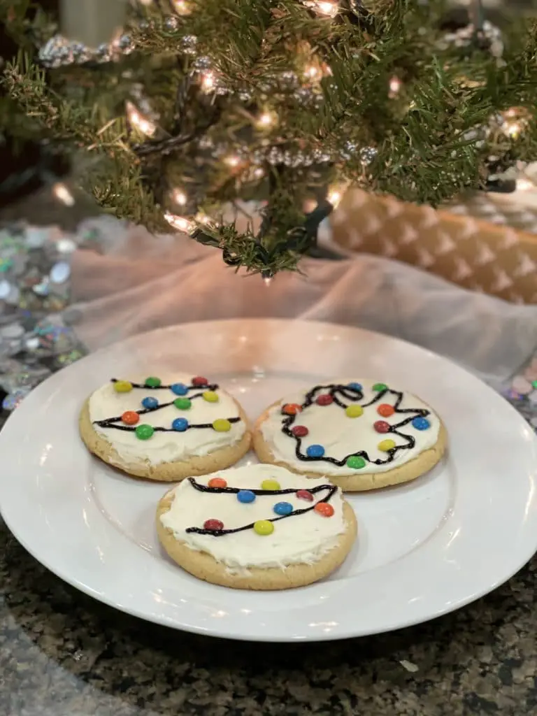 Christmas Lights Cookies with mini M&Ms