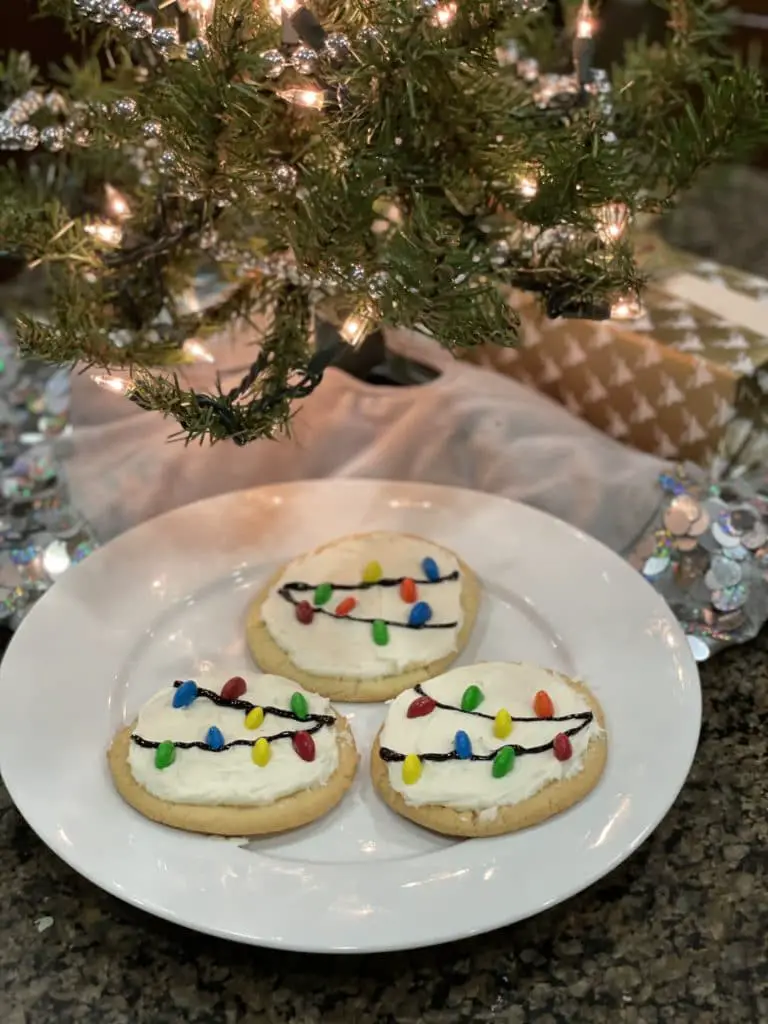 Christmas Lights Cookies with M&Ms