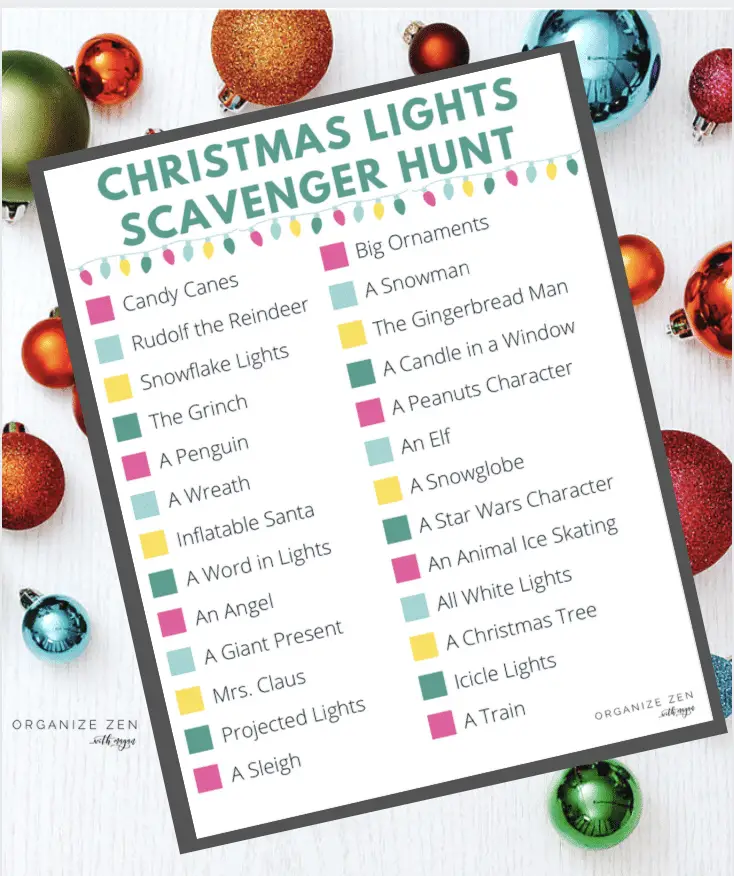 Printable Christmas Lights Scavenger Hunt Printable Worksheet