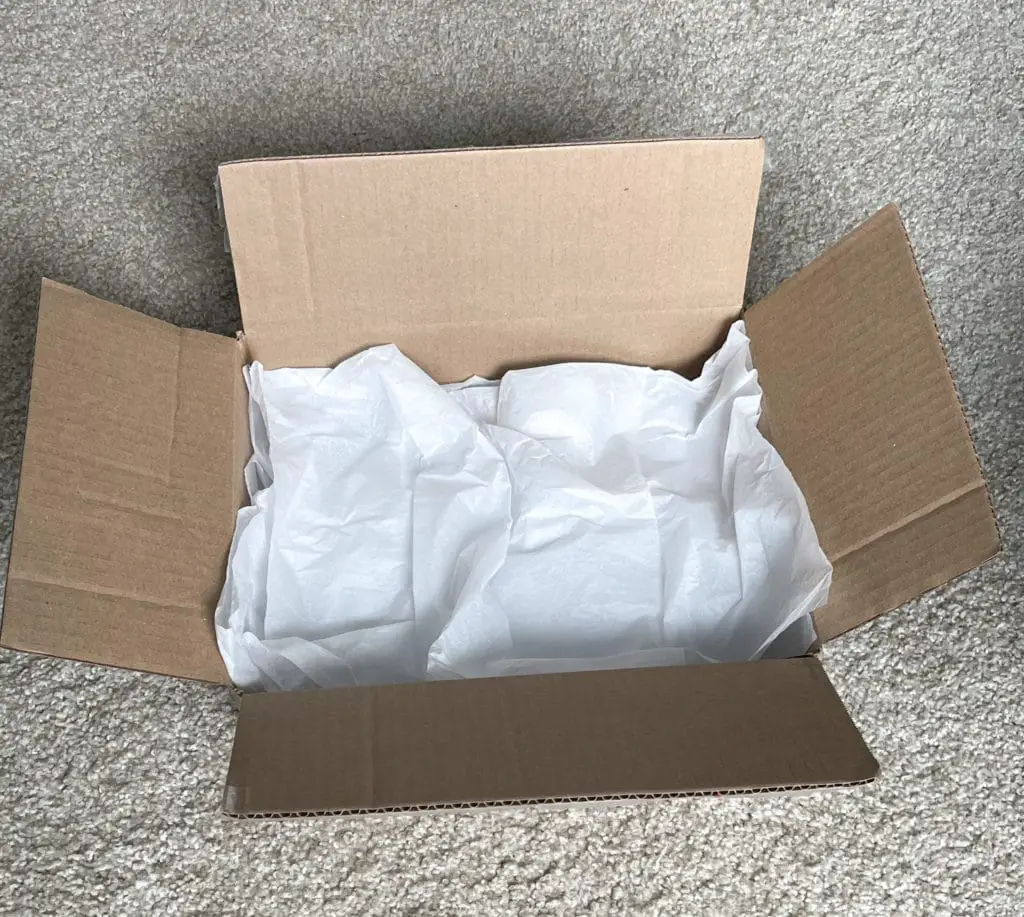 Empty box with white tissue paper 