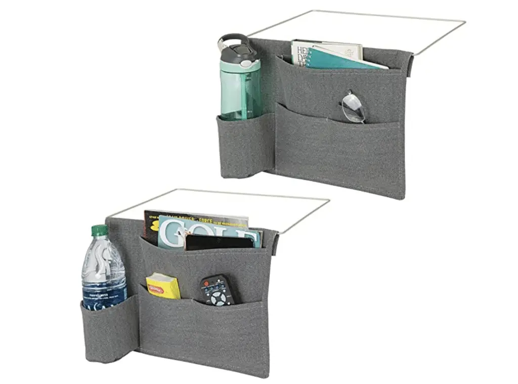 Gray bedside storage pocket caddy organizer
