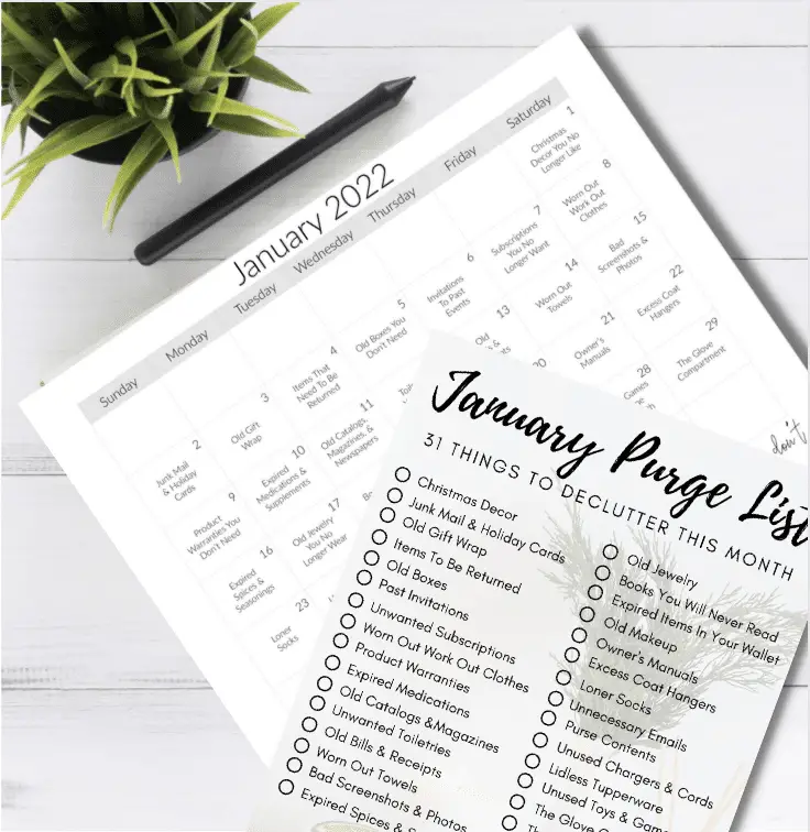 Printable Decluttering Checklist for January
