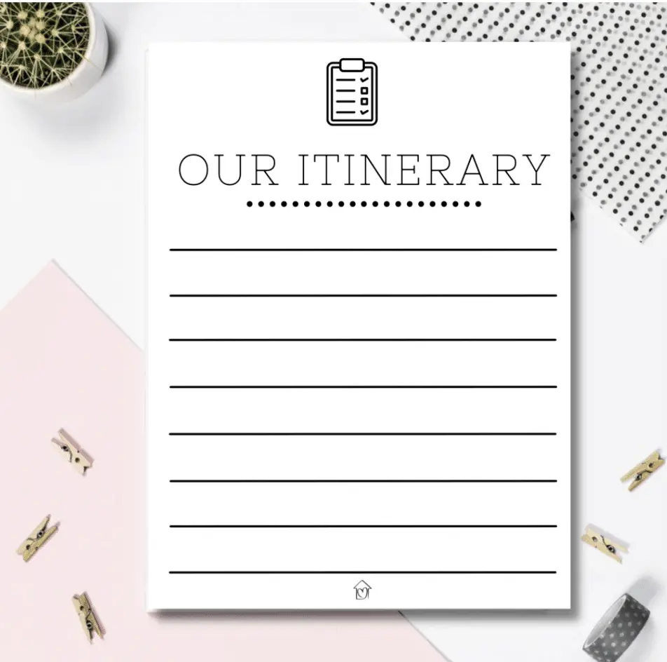 Printable Guest Itinerary