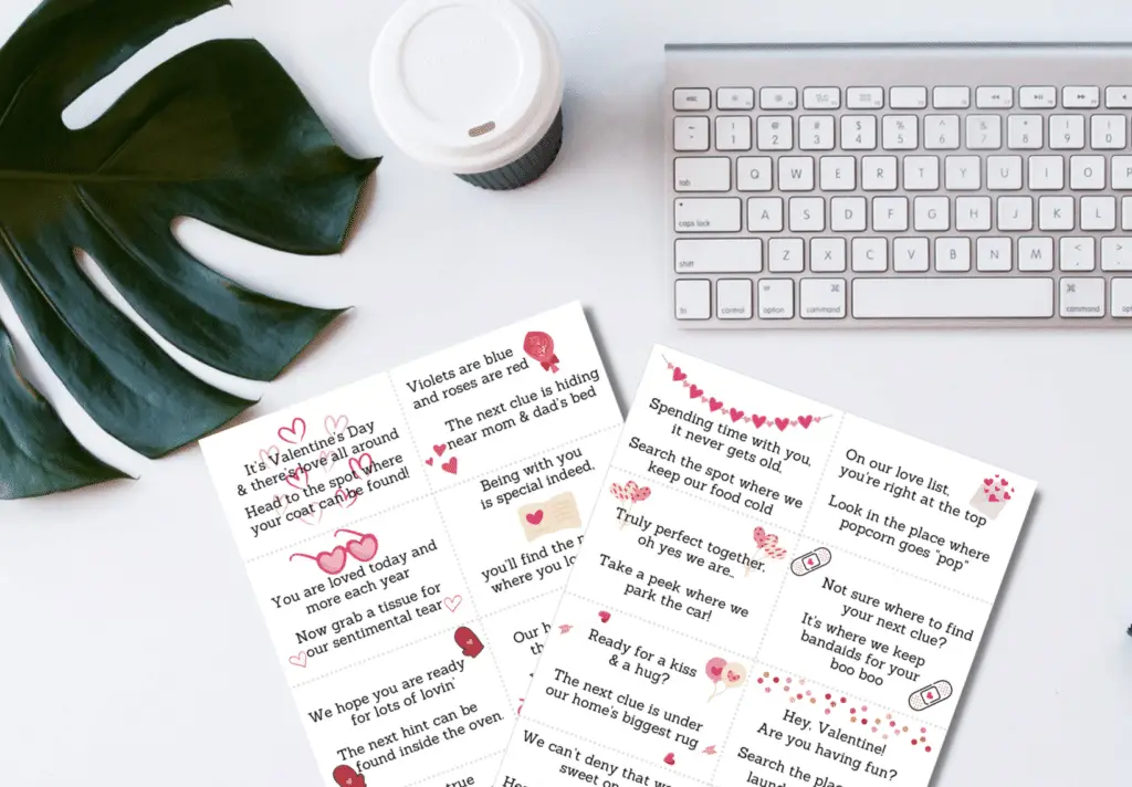 Printable Valentines' Day Scavenger Hunt Clues