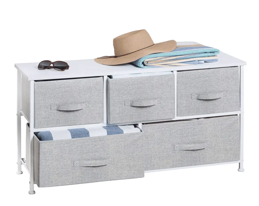 5 drawer white storage chest dresser