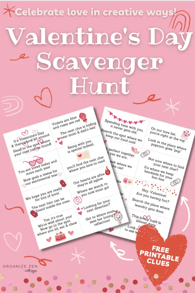 Valentine's Day Scavenger Hunt Printable Clues
