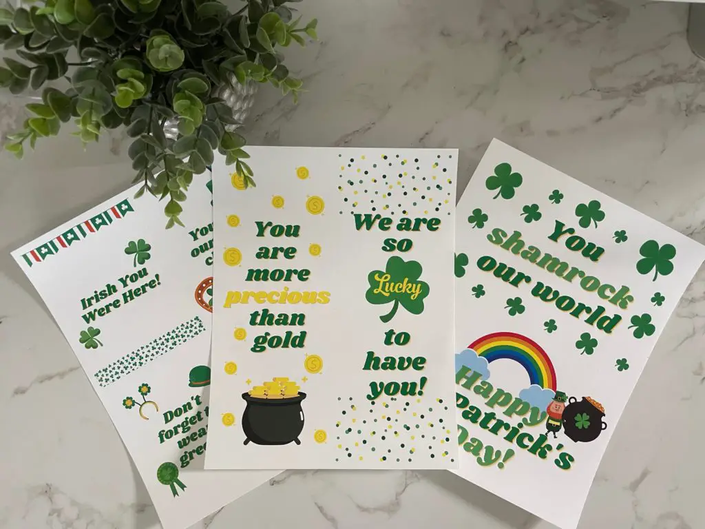 Printables for a St. Patrick's Day Care Package