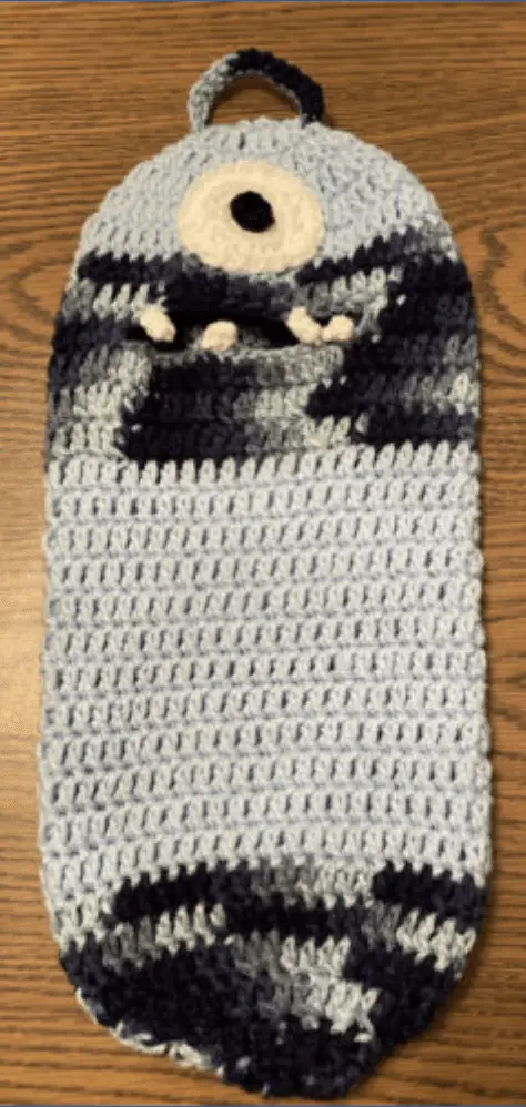 Crocheted plastic bag holder