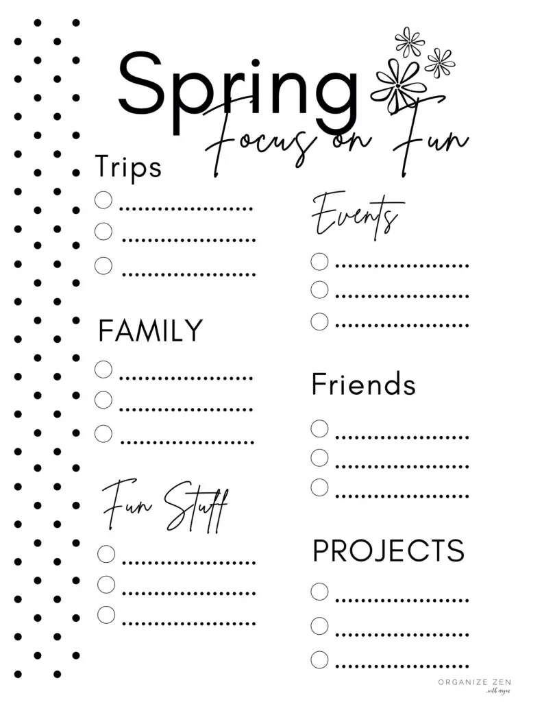 Spring Bucket List Printable