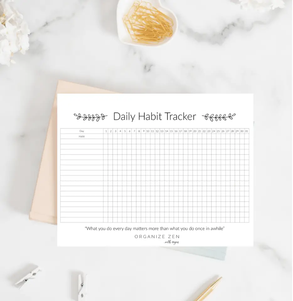 Daily Habit Printable Worksheet